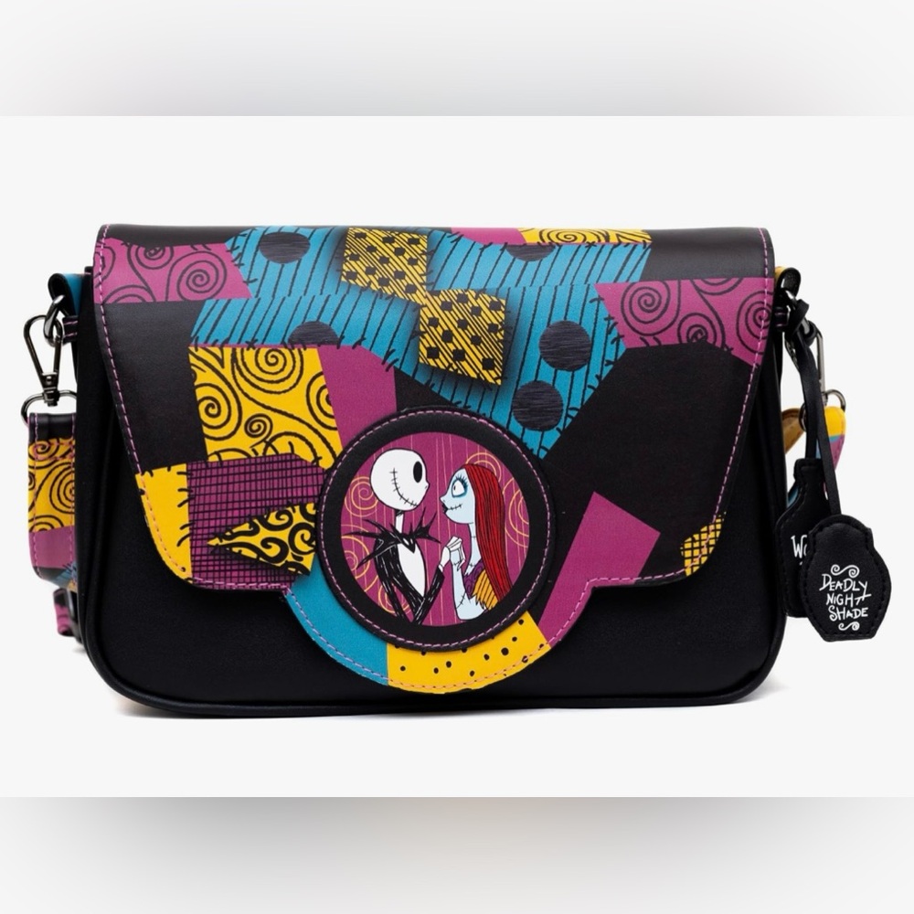 Buckle-Down Black and Multicolor Crossbody Bag
